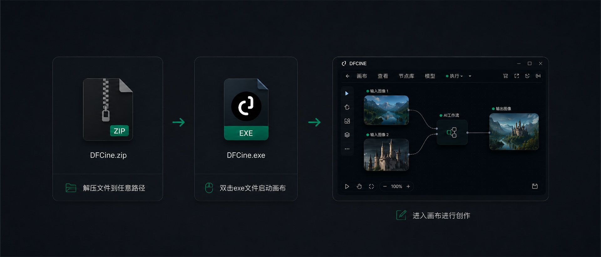 DFCine 画布安装流程示意